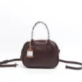 Borsa a tracolla vintage in pelle marrone scuro, elegante borsa a mano da donna chic. - Caffè