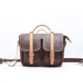 Borsa a tracolla vintage in vera pelle marrone goffrata elegante borsa messenger da donna. - Marrone rossiccio 1