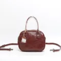 Borsa a tracolla vintage in vera pelle marrone da donna, borsa a cuscino retro. - Caffè Chiaro