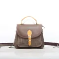 Genuine leather retro shoulder bag with unique embossed pattern, stylish daily crossbody bag. - Coffee