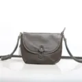Borsa a tracolla da donna in vera pelle, elegante borsetta borsa a spalla grigio scuro. - Verde