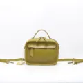 Borsa Boston in pelle conciata al vegetale verde oliva, elegante borsa a tracolla da donna. - Verde Mela