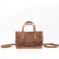 Borsa a mano da donna in vera pelle goffrata vintage borsa a tracolla piccola borsa - Marrone 1
