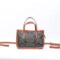 Borsa a mano vintage in pelle, piccola borsa a tracolla marrone e grigia da donna - Grigio scuro