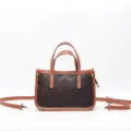 Borsa vintage in pelle goffrata per donna, elegante borsa a tracolla con manici e cinghia. - Caffè Scuro
