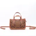 Sac à main vintage en cuir véritable pour femmes, sac bandoulière rétro embossé. - Brun 2