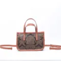 Beau sac à main vintage en cuir véritable marron, petit sac fourre-tout rétro gaufré. - Café Clair