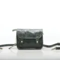 Borsa a tracolla retro in vera pelle verde scuro per donne, elegante borsa vintage chic. - Verde