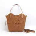 Vintage brown embossed leather tote bag top layer cowhide shoulder handbag for women. - Brown 16