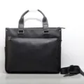 Borsa da lavoro in pelle nera grande capacità borsa per laptop borsa a tracolla uomo - Nero