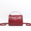 Borsa a mano Boston in vera pelle rossa, elegante borsa tracolla vintage in cuoio. - Borgogna