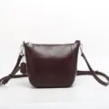 Borsa a tracolla in pelle marrone scuro da donna, semplice borsa retro con cinghia. - Caffè