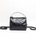 Borsa a mano Boston vintage in vera pelle nera da donna, elegante borsa a tracolla. - Nero