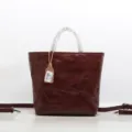Borsa a mano in vera pelle da donna, borsa a tracolla casual marrone vintage elegante. - Caffè