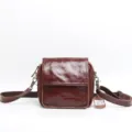 Borsa a tracolla vintage in vera pelle marrone, borsa quadrata elegante per il lavoro. - Caffè