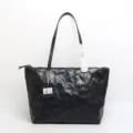 Borsa shopper in pelle nera da donna, borsa a spalla vintage di grande capacità per il lavoro. - Nero