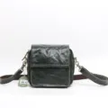 Borsa a tracolla vintage in vera pelle verde scuro, elegante borsa da donna casual. - Verde