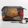 Borsa a tracolla in vera pelle color block borsa retrò goffrata da donna per uso quotidiano - Arancione
