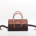 Vera pelle vintage goffrata borsa da donna marrone retrò casual spalla tracolla borsa - Borgogna