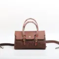 Brown leather vintage embossed shoulder handbag, stylish top handle crossbody bag for women. - Light Brown 1