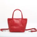 Borsa a mano in vera pelle rossa borsa a secchiello minimalista tracolla elegante da donna - Rosso