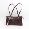 Borsa a spalla in vera pelle, borsa tote marrone retro con doppie cinghie di supporto. - Caffè