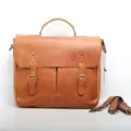Genuine Leather Men Briefcase Vintage Business Laptop Computer Bag Crossbody Commuter - Brown