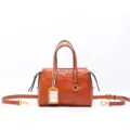 Borsa a tracolla vintage in vera pelle da donna, elegante borsa a mano retrò con manico - Marrone
