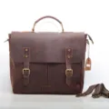 Men's Genuine Leather Vintage Business Briefcase Laptop Bag Casual Messenger Bag - Coffee