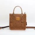 Borsa a mano da donna in pelle goffrata marrone vintage borsa a tracolla quadrata casual - Caffè