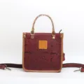 Borsa a tracolla retro in vera pelle da donna, elegante borsa vintage con manico. - Borgogna