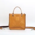 Tan vintage embossed cowhide leather women handbag casual top handle single shoulder bags - Light Brown A