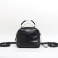 Elegante borsa a mano in pelle nera, versatile borsa a tracolla e spalla da donna. - Nero