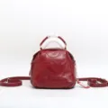 Borsa a mano a cupola in vera pelle rossa, elegante borsa a tracolla in pelle bovina per le donne. - Borgogna