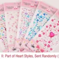 Colorful 3D heart-shaped gemstone stickers for children's creative DIY decoration crafts - 1 Piece / Random love style