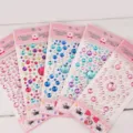 Colorful 3D crystal gemstone stickers for kids crafts in pink variants - 1 Piece / Random large circle