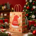 Kerst cadeauzakje van kraftpapier met kerstmuts ontwerp - Kerstmuts / 15*8*21cm