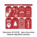 Red Christmas gift tags set featuring 8 festive holiday designs like Santa and Reindeer - Red Style Card / 8 Pcs Small Cards