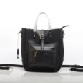 Borsa tote nera in vera pelle, elegante borsa a spalla e tracolla grande capacita - Nero