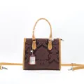 Borsa a mano donna in vera pelle stampata marrone borsa a tracolla retro borsa a spalla elegante - Caffè