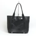 Borsa shopper classica in vera pelle nera, grande borsa minimalista da donna per uso quotidiano. - Nero