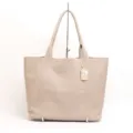Borsa tote grigia chiara in vera pelle minimalista borsa a spalla per shopping e lavoro - Albicocca