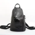 Sac à dos femme en cuir véritable noir, élégant anti-vol voyage sac de jour chic. - Noir