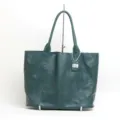 Borsa shopper in vera pelle verde scuro da donna, elegante borsa a spalla capiente. - Verde scuro