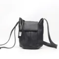 Borsa a tracolla nera in vera pelle bovina, elegante borsa a secchiello per il lavoro quotidiano. - Nero