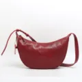 Borsa a tracolla in pelle rossa, elegante borsa a mezzaluna casual da donna. - Borgogna