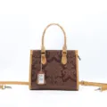 Sac a main en cuir de vachette gaufre vintage, sac bandouillere marron retro pour femmes. - Beige