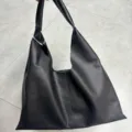 Borsa a tracolla in vera pelle nera da donna borsa hobo elegante per lavoro e tempo libero. - Nero