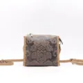 Borsa a tracolla retrò in vera pelle bovina da donna, design con stampa floreale. - Grigio scuro