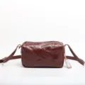 Borsa a cuscino retrò in vera pelle da donna, borsa a tracolla stile vintage con chiusura a cerniera. - Caffè